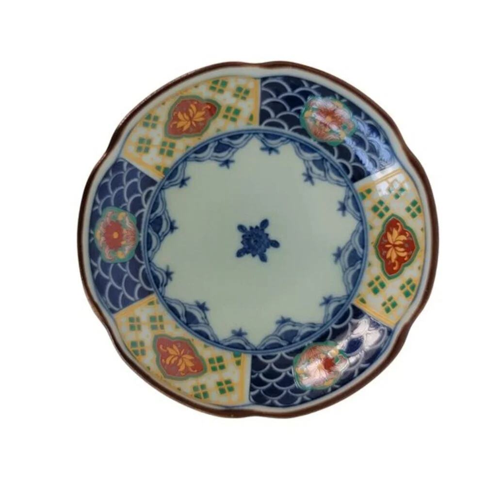 Vintage Japanese Arita Imari Porcelain Sauce Dish Hand Painted Blue White 4 In